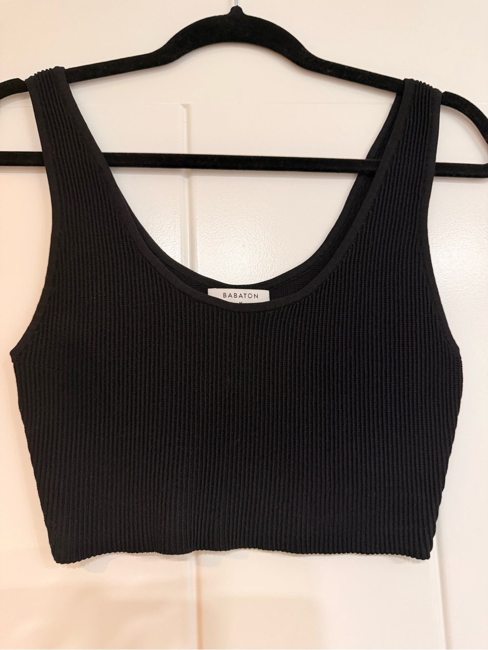 Babaton Black sculpt knit Crop Tank Top